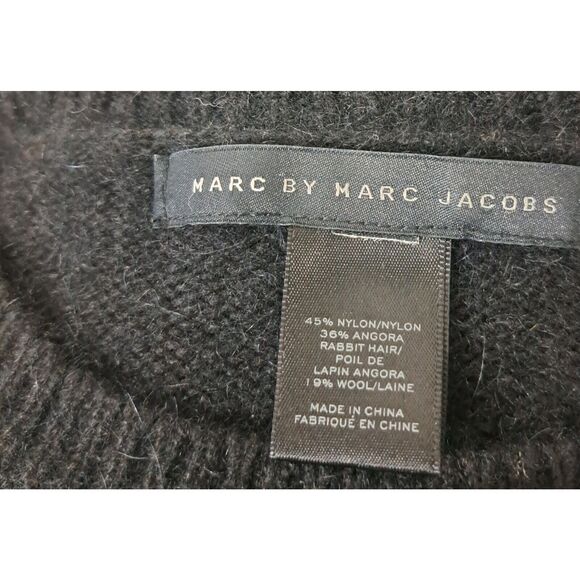 MARC JACOBS Womens XSmall sweater angora rabbit soft wool gold black sequin - Picture 6 of 8